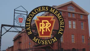 A picture of the Altoona Railroaders Museum exterior and logo.