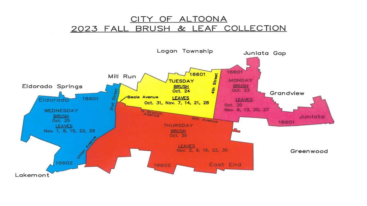 2023 Fall Leaf and Brush Collection Map