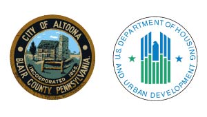 Picture of the US Department of Housing and Urban Development logo (left side) and the City of Altoona's Seal (right side).